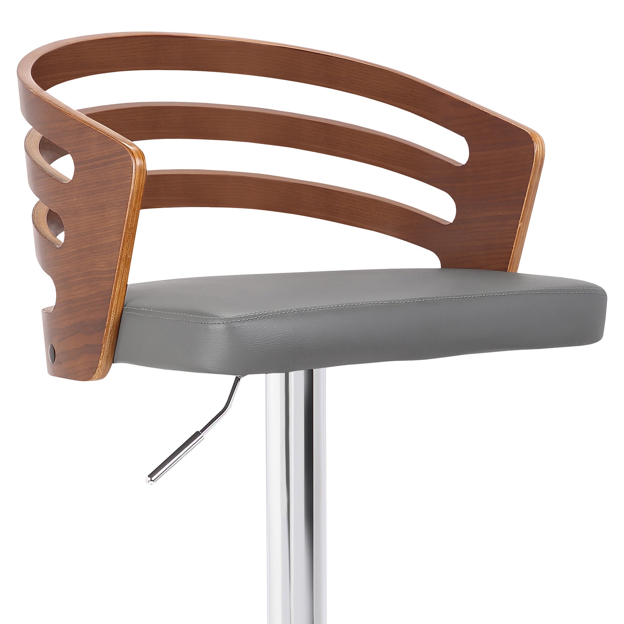 25" Gray And Silver Iron Swivel Low Back Adjustable Height Bar Chair - Homeroots - Flyclothing LLC