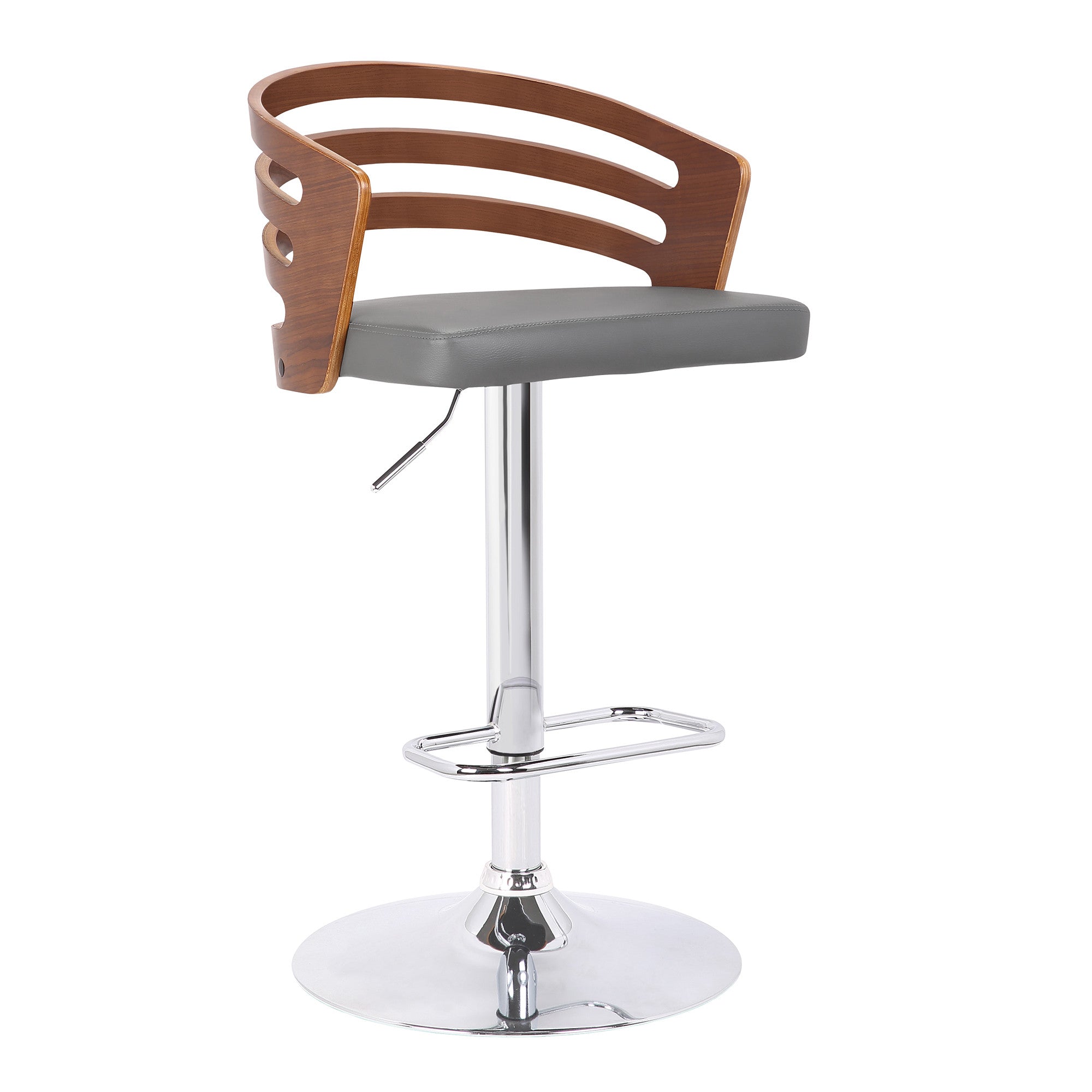 25" Gray And Silver Iron Swivel Low Back Adjustable Height Bar Chair - Homeroots - Flyclothing LLC
