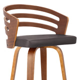 26" Brown Iron Swivel Low Back Counter Height Bar Chair - Homeroots