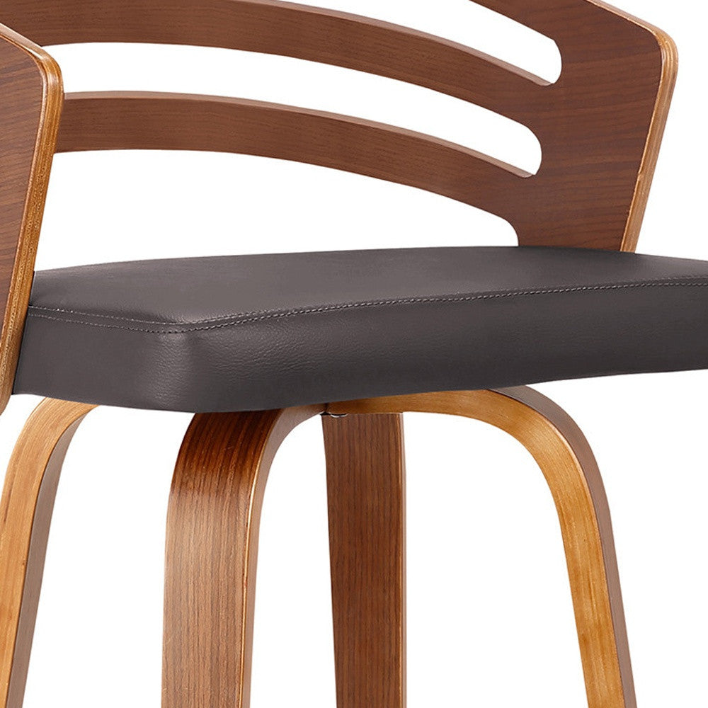 26" Brown Iron Swivel Low Back Counter Height Bar Chair - Homeroots - Flyclothing LLC