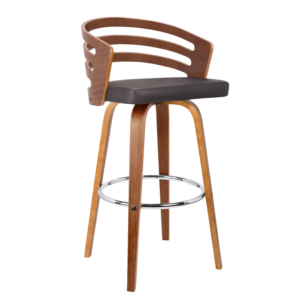 26" Brown Iron Swivel Low Back Counter Height Bar Chair - Homeroots