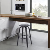 29" Gray And Black Solid Wood Swivel Backless Bar Height Bar Chair - Homeroots - Flyclothing LLC