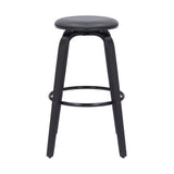 29" Gray And Black Solid Wood Swivel Backless Bar Height Bar Chair - Homeroots - Flyclothing LLC