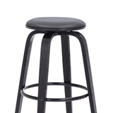 29" Gray And Black Solid Wood Swivel Backless Bar Height Bar Chair - Homeroots - Flyclothing LLC
