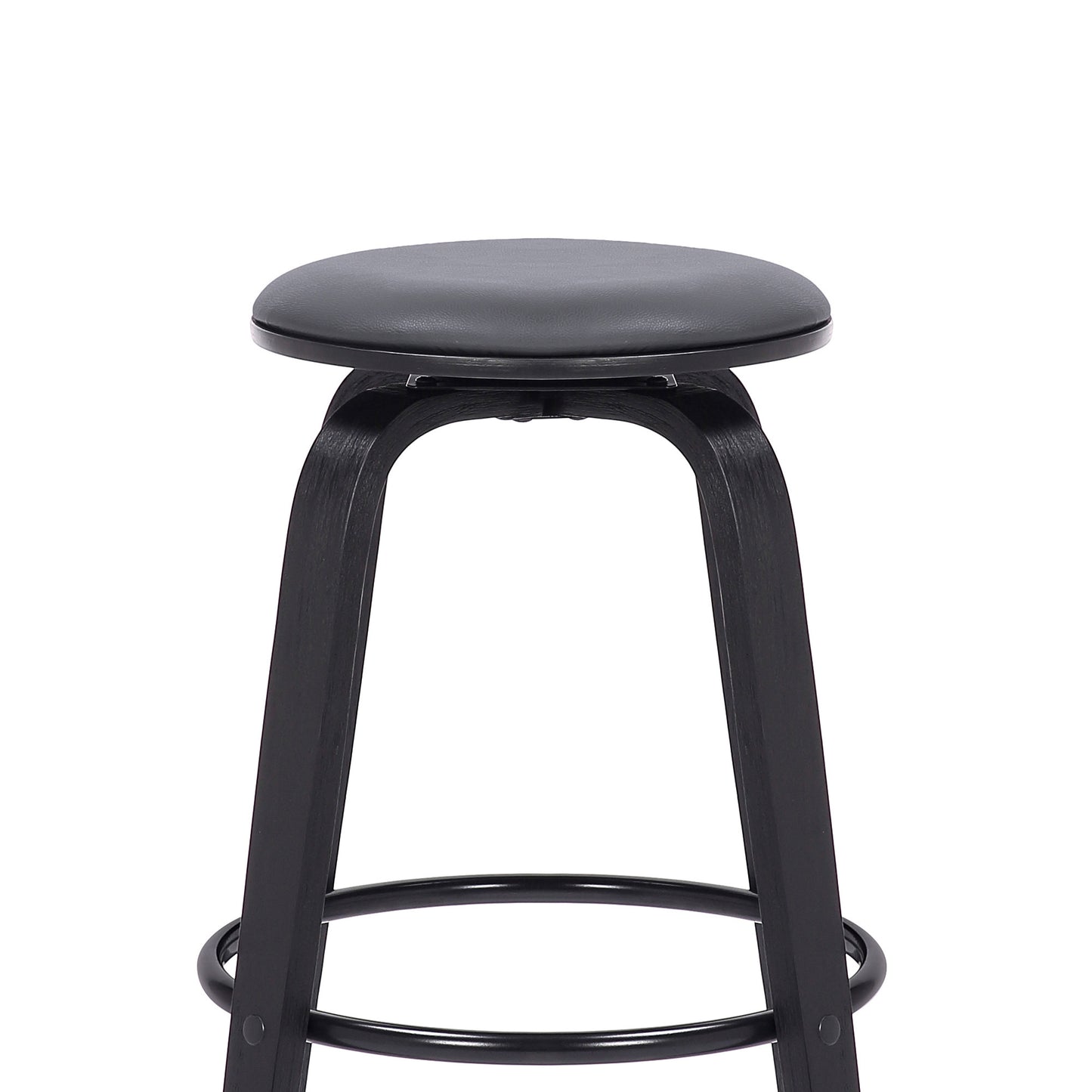 29" Gray And Black Solid Wood Swivel Backless Bar Height Bar Chair - Homeroots - Flyclothing LLC