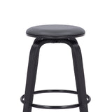 29" Gray And Black Solid Wood Swivel Backless Bar Height Bar Chair - Homeroots - Flyclothing LLC