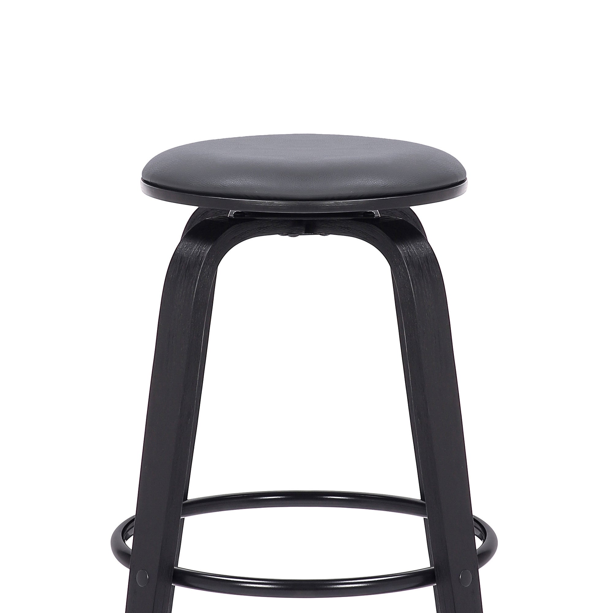 29" Gray And Black Solid Wood Swivel Backless Bar Height Bar Chair - Homeroots - Flyclothing LLC