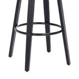 29" Gray And Black Solid Wood Swivel Backless Bar Height Bar Chair - Homeroots - Flyclothing LLC