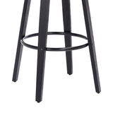 29" Gray And Black Solid Wood Swivel Backless Bar Height Bar Chair - Homeroots