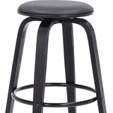 29" Gray And Black Solid Wood Swivel Backless Bar Height Bar Chair - Homeroots - Flyclothing LLC