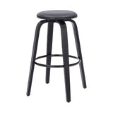 29" Gray And Black Solid Wood Swivel Backless Bar Height Bar Chair - Homeroots - Flyclothing LLC