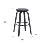 29" Gray And Black Solid Wood Swivel Backless Bar Height Bar Chair - Homeroots - Flyclothing LLC