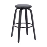 29" Gray And Black Solid Wood Swivel Backless Bar Height Bar Chair - Homeroots - Flyclothing LLC