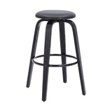 29" Gray And Black Solid Wood Swivel Backless Bar Height Bar Chair - Homeroots