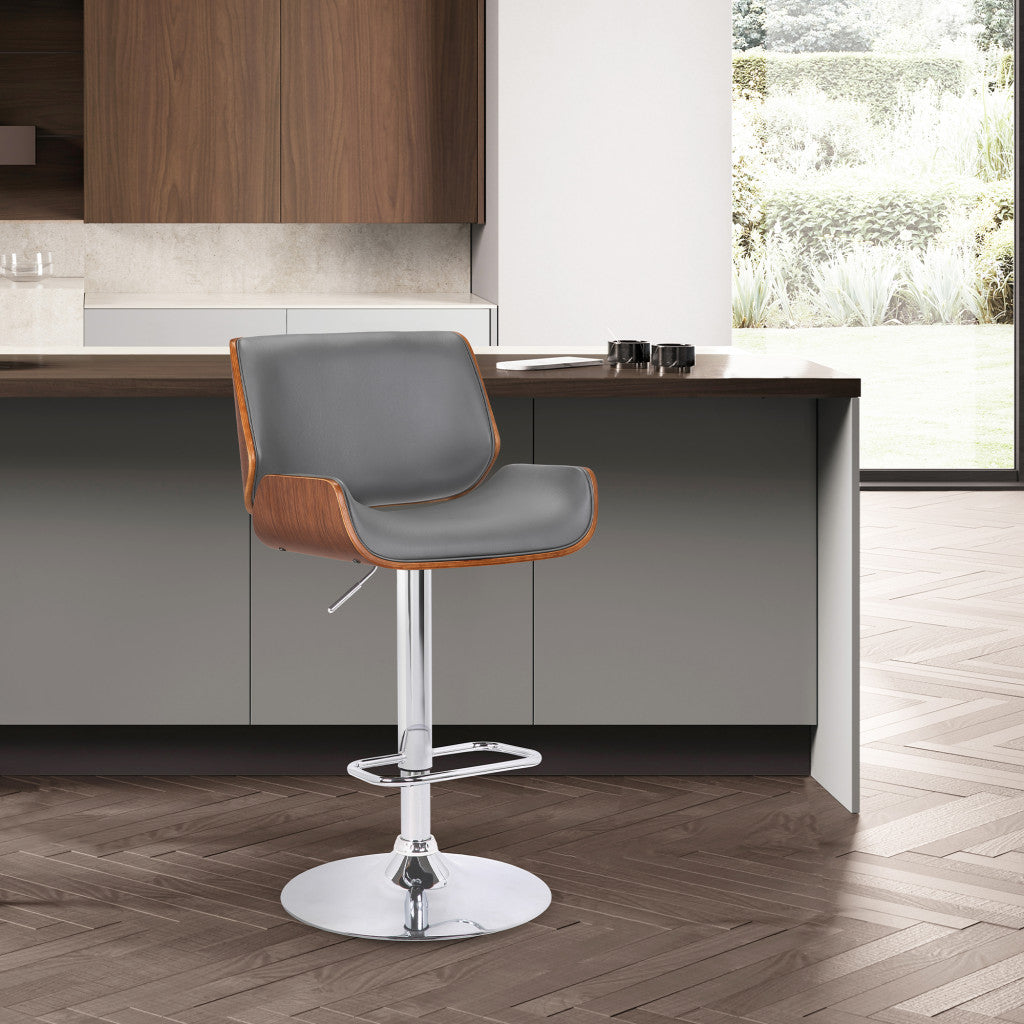 24" Gray And Silver Iron Swivel Low Back Adjustable Height Bar Chair - Homeroots - Flyclothing LLC