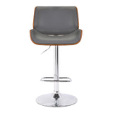 24" Gray And Silver Iron Swivel Low Back Adjustable Height Bar Chair - Homeroots