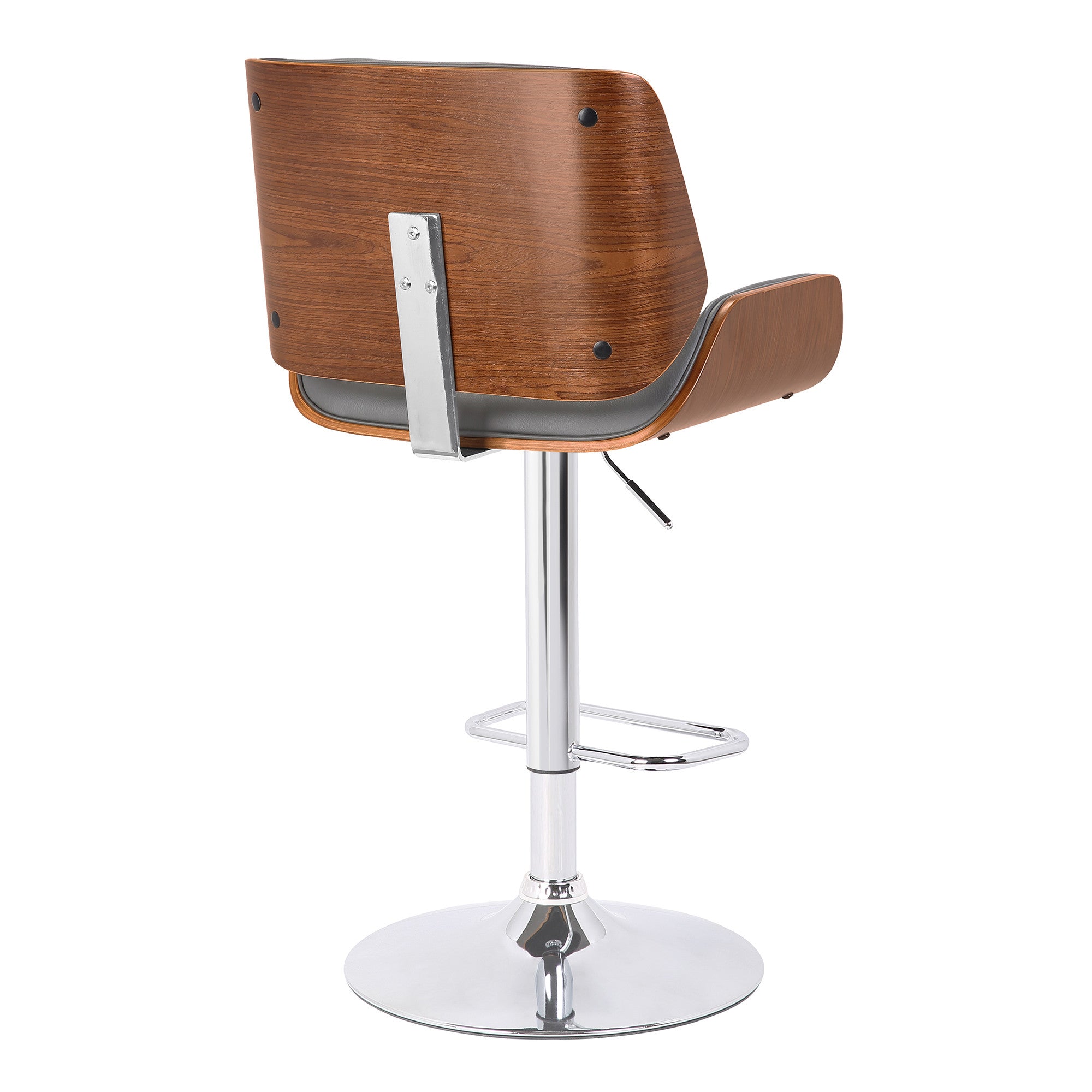 24" Gray And Silver Iron Swivel Low Back Adjustable Height Bar Chair - Homeroots - Flyclothing LLC