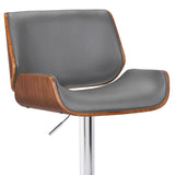 24" Gray And Silver Iron Swivel Low Back Adjustable Height Bar Chair - Homeroots
