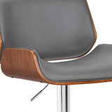 24" Gray And Silver Iron Swivel Low Back Adjustable Height Bar Chair - Homeroots