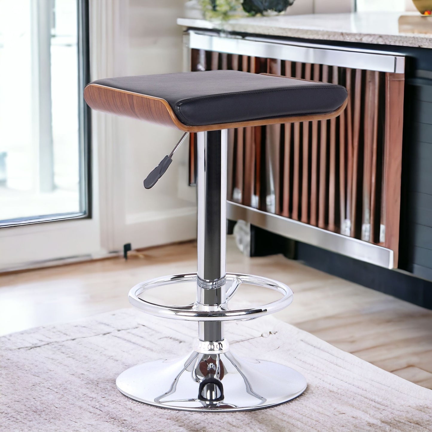 24" Black And Silver Iron Backless Adjustable Height Bar Chair - Homeroots - Flyclothing LLC