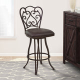 26" Espresso Iron Swivel Counter Height Bar Chair - Homeroots - Flyclothing LLC