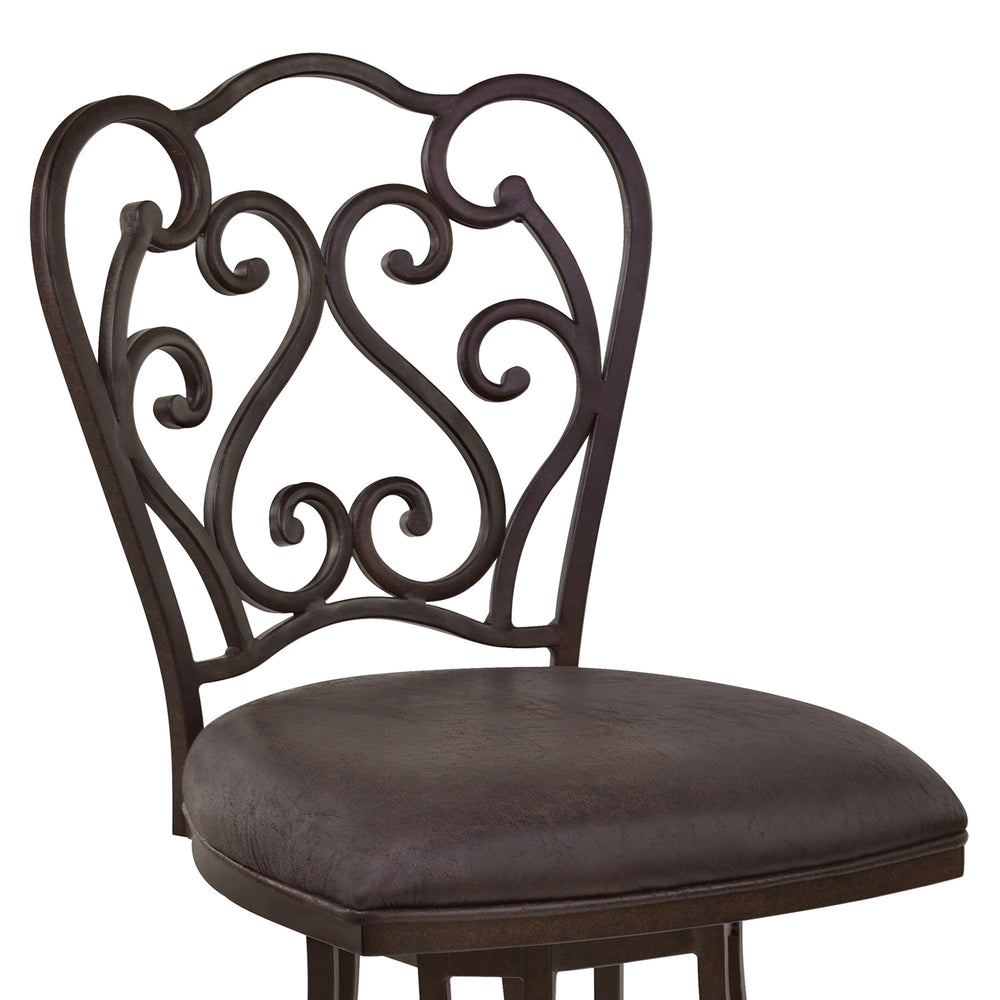 26" Espresso Iron Swivel Counter Height Bar Chair - Homeroots