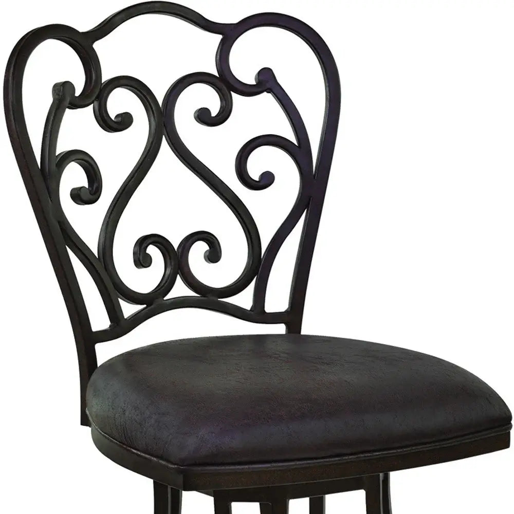 26" Espresso Iron Swivel Counter Height Bar Chair - Homeroots - Flyclothing LLC
