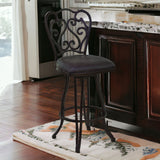 26" Espresso Iron Swivel Counter Height Bar Chair - Homeroots - Flyclothing LLC