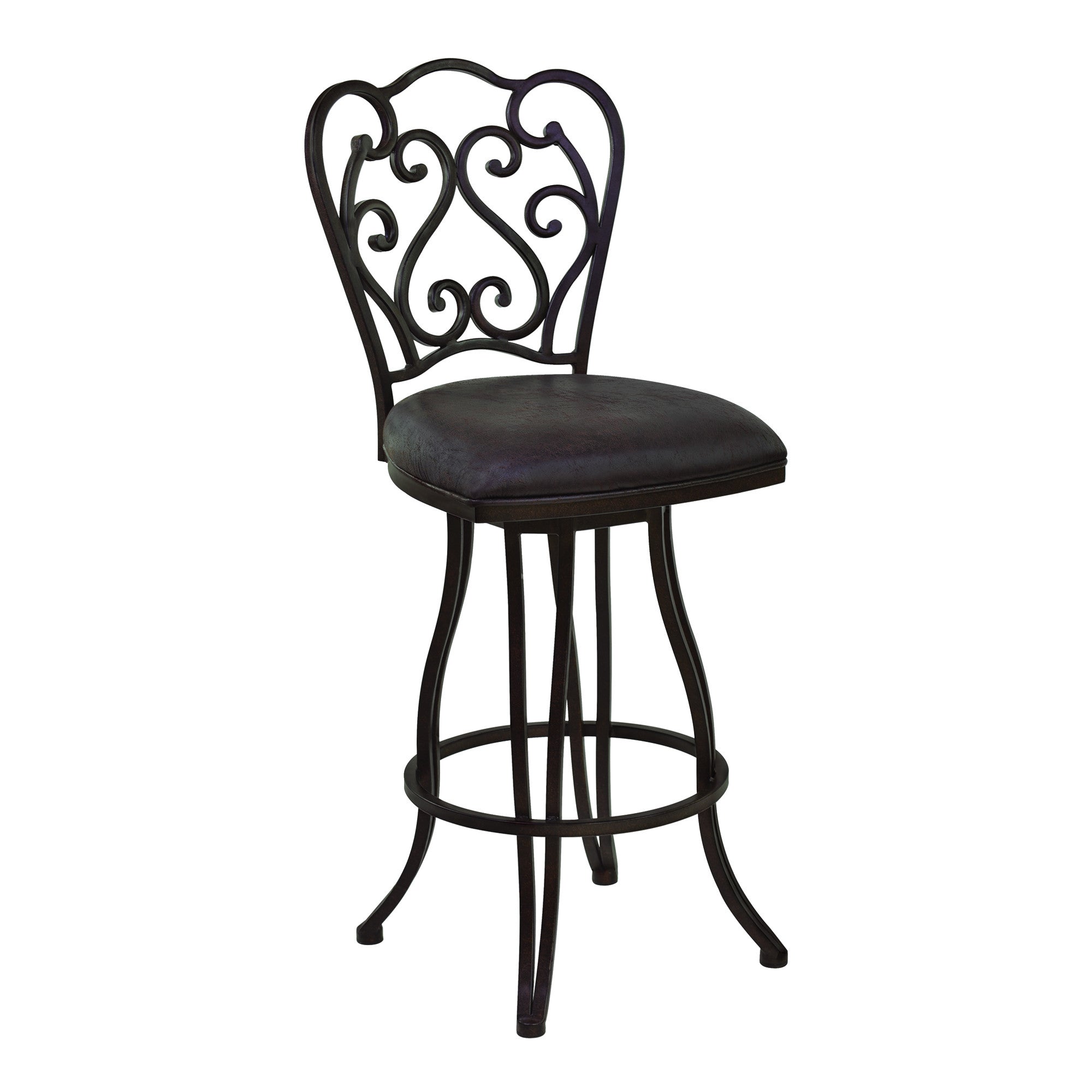 26" Espresso Iron Swivel Counter Height Bar Chair - Homeroots - Flyclothing LLC