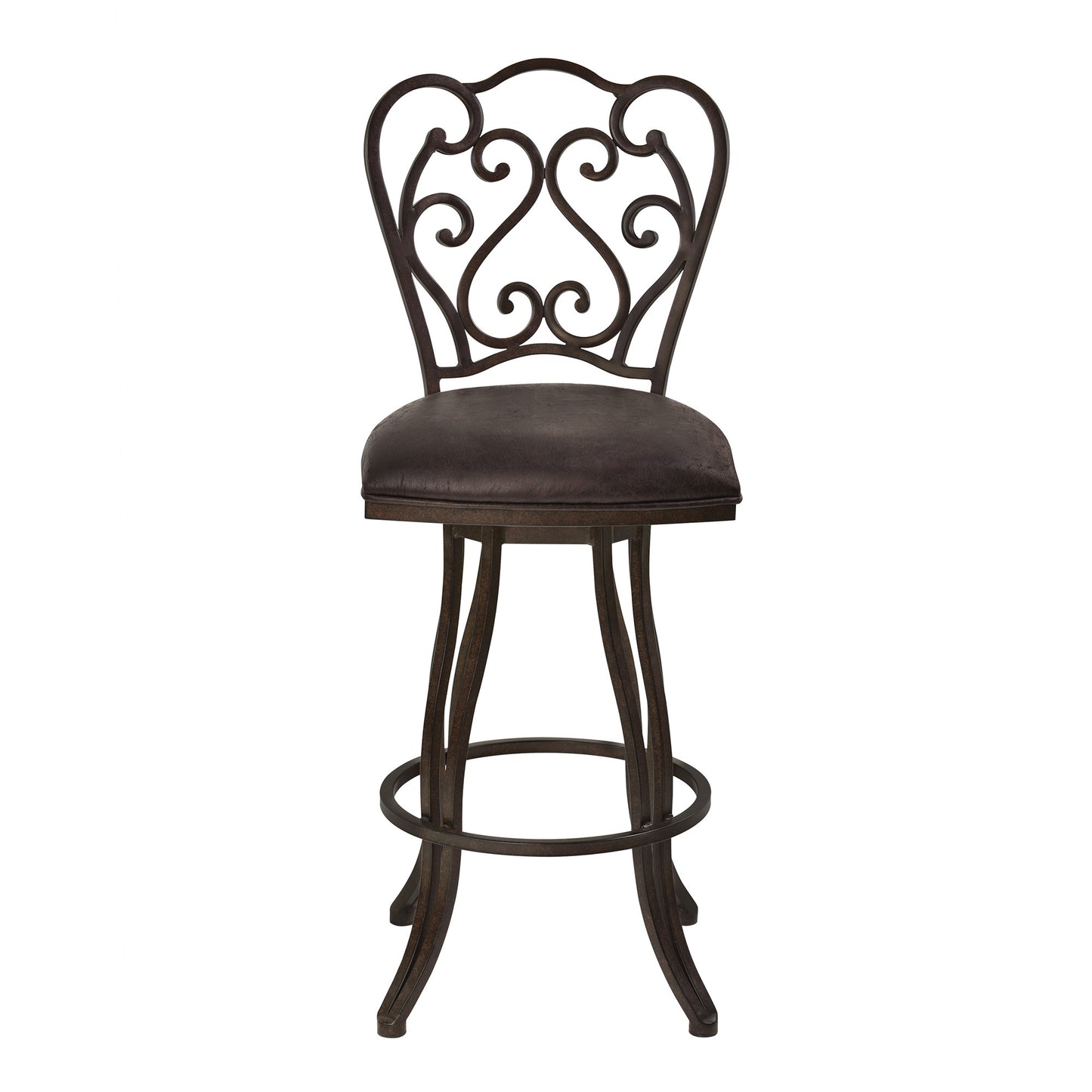 30" Espresso Iron Swivel Bar Height Bar Chair - Homeroots - Flyclothing LLC