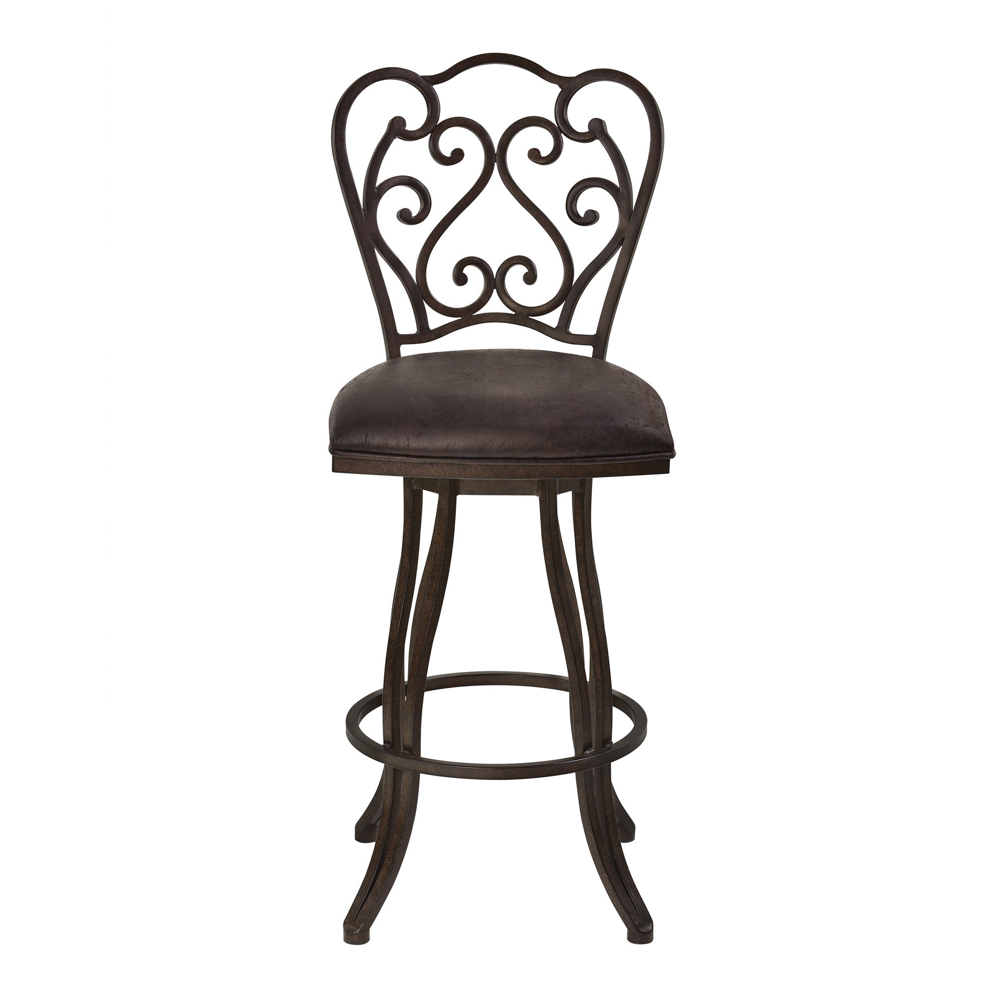 30" Espresso Iron Swivel Bar Height Bar Chair - Homeroots - Flyclothing LLC