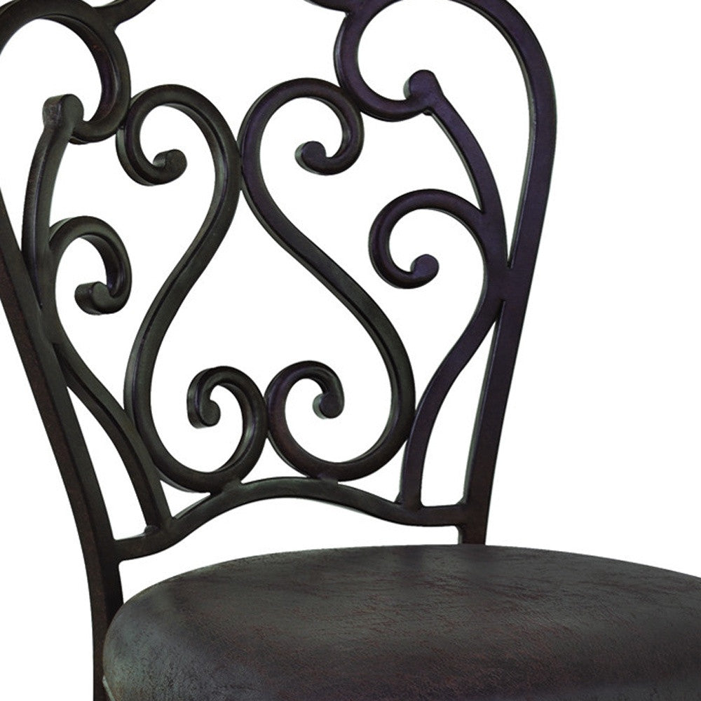 30" Espresso Iron Swivel Bar Height Bar Chair - Homeroots - Flyclothing LLC