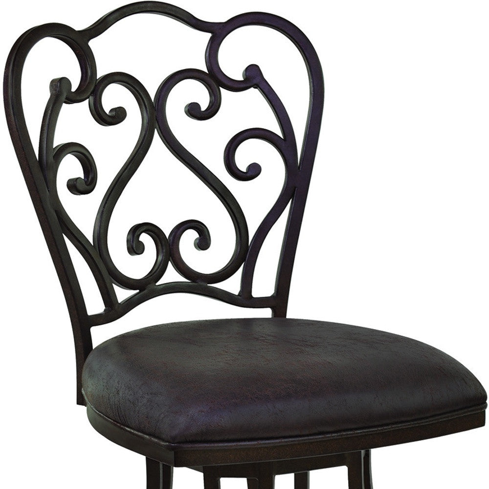 30" Espresso Iron Swivel Bar Height Bar Chair - Homeroots - Flyclothing LLC
