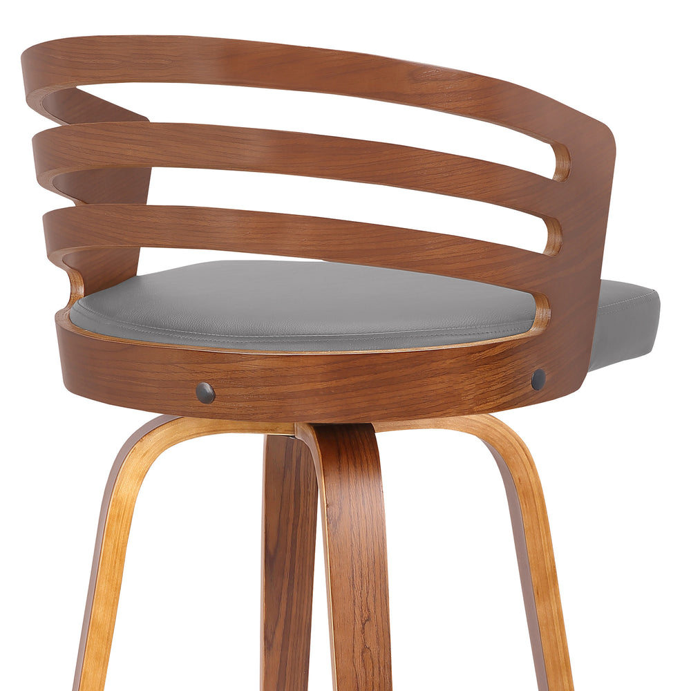 26" Gray And Brown Iron Swivel Low Back Counter Height Bar Chair - Homeroots - Flyclothing LLC