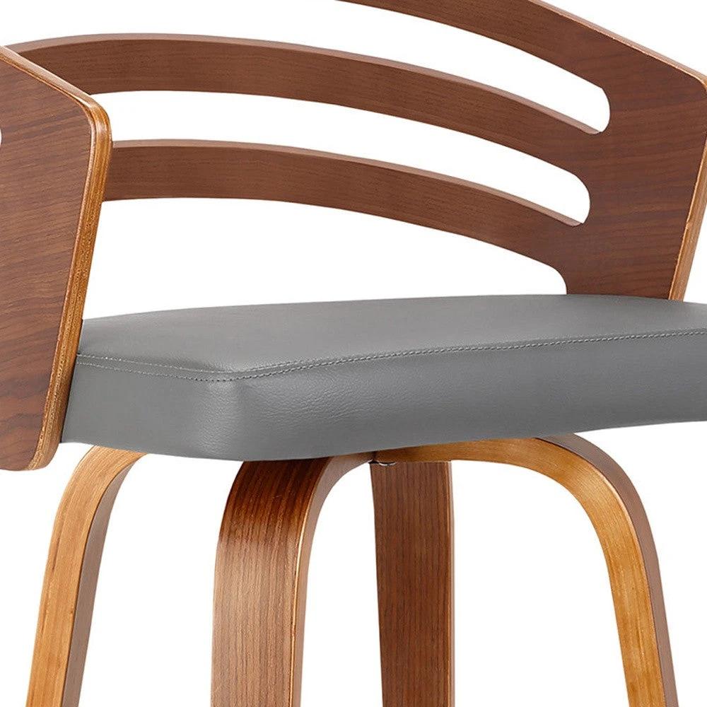 26" Gray And Brown Iron Swivel Low Back Counter Height Bar Chair - Homeroots - Flyclothing LLC