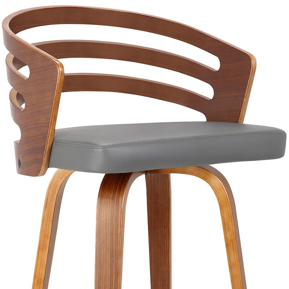 26" Gray And Brown Iron Swivel Low Back Counter Height Bar Chair - Homeroots - Flyclothing LLC