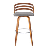 30" Gray And Brown Iron Swivel Low Back Bar Height Bar Chair - Homeroots