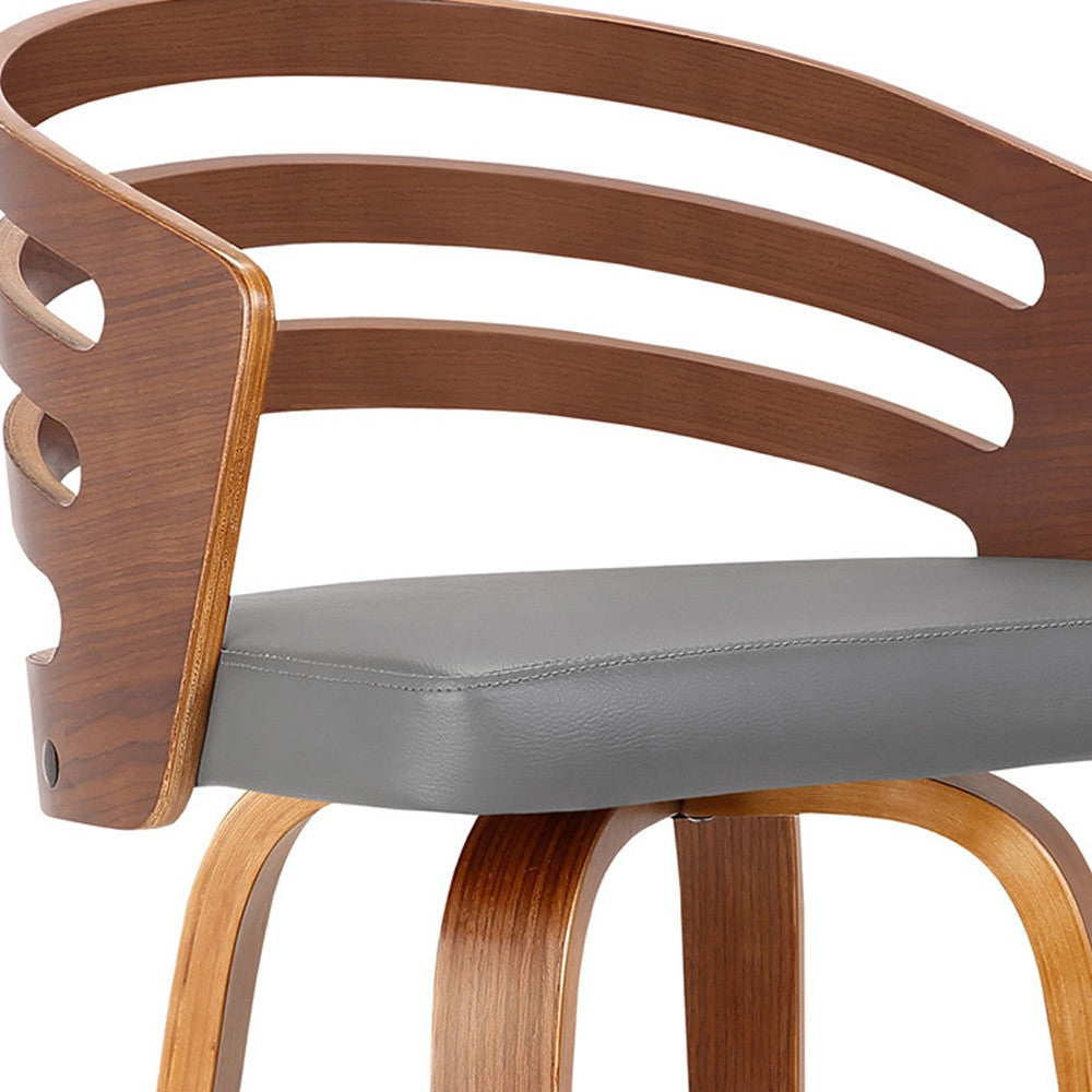 30" Gray And Brown Iron Swivel Low Back Bar Height Bar Chair - Homeroots - Flyclothing LLC