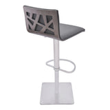 21" Gray And Silver Iron Swivel Backless Adjustable Height Bar Chair - Homeroots
