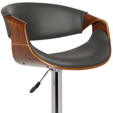 24" Gray And Silver Solid Wood Swivel Low Back Adjustable Height Bar Chair - Homeroots - Flyclothing LLC