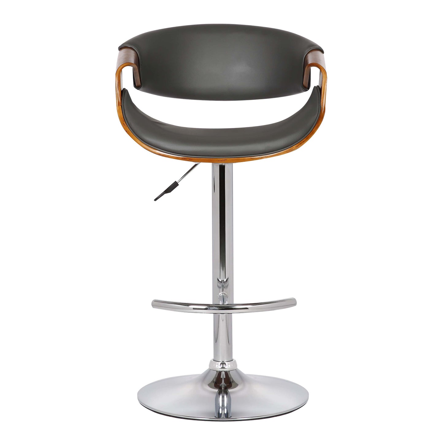 24" Gray And Silver Solid Wood Swivel Low Back Adjustable Height Bar Chair - Homeroots - Flyclothing LLC