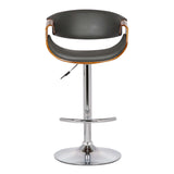 24" Gray And Silver Solid Wood Swivel Low Back Adjustable Height Bar Chair - Homeroots - Flyclothing LLC