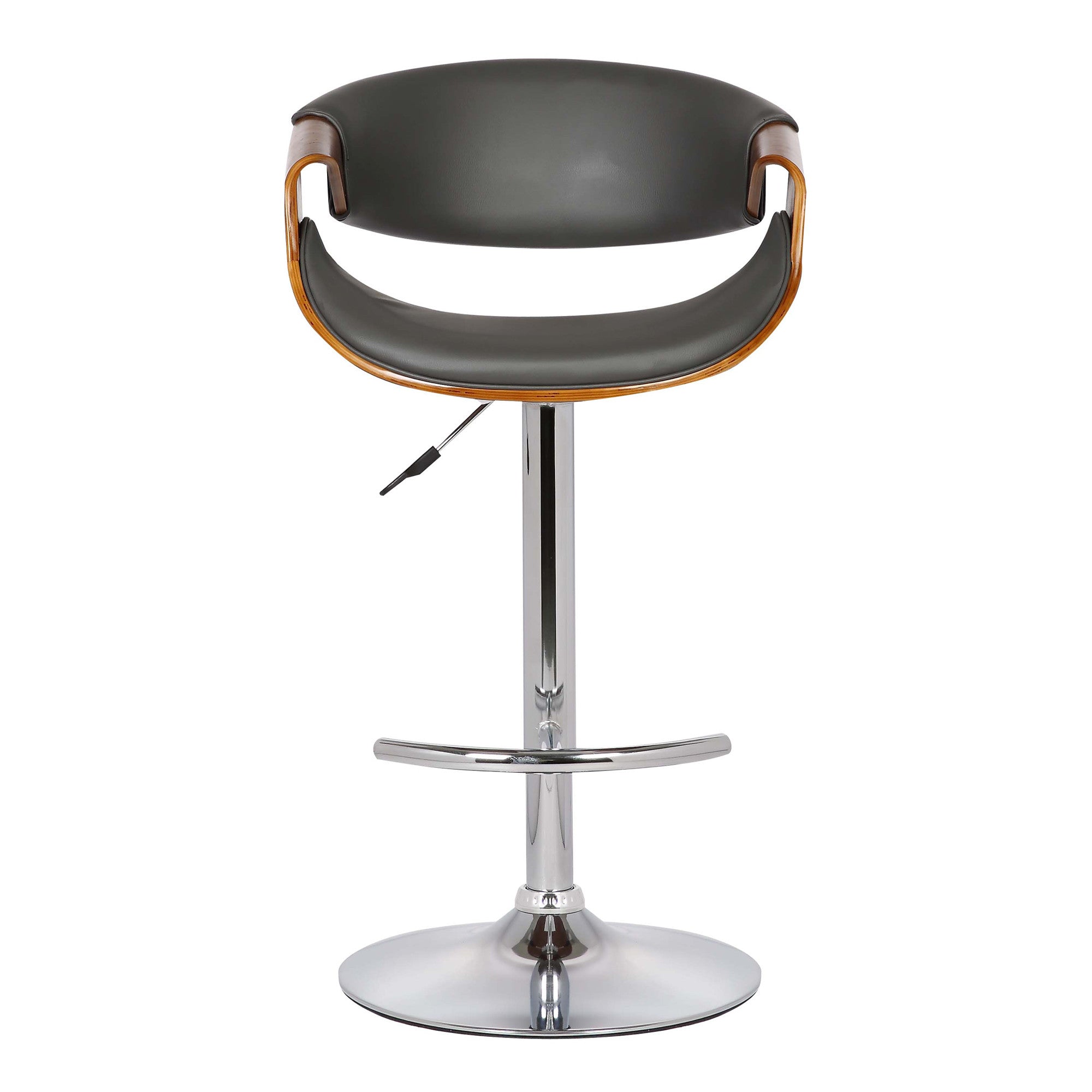 24" Gray And Silver Solid Wood Swivel Low Back Adjustable Height Bar Chair - Homeroots - Flyclothing LLC