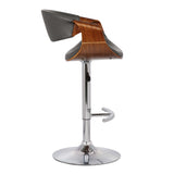 24" Gray And Silver Solid Wood Swivel Low Back Adjustable Height Bar Chair - Homeroots - Flyclothing LLC
