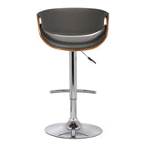 24" Gray And Silver Solid Wood Swivel Low Back Adjustable Height Bar Chair - Homeroots - Flyclothing LLC