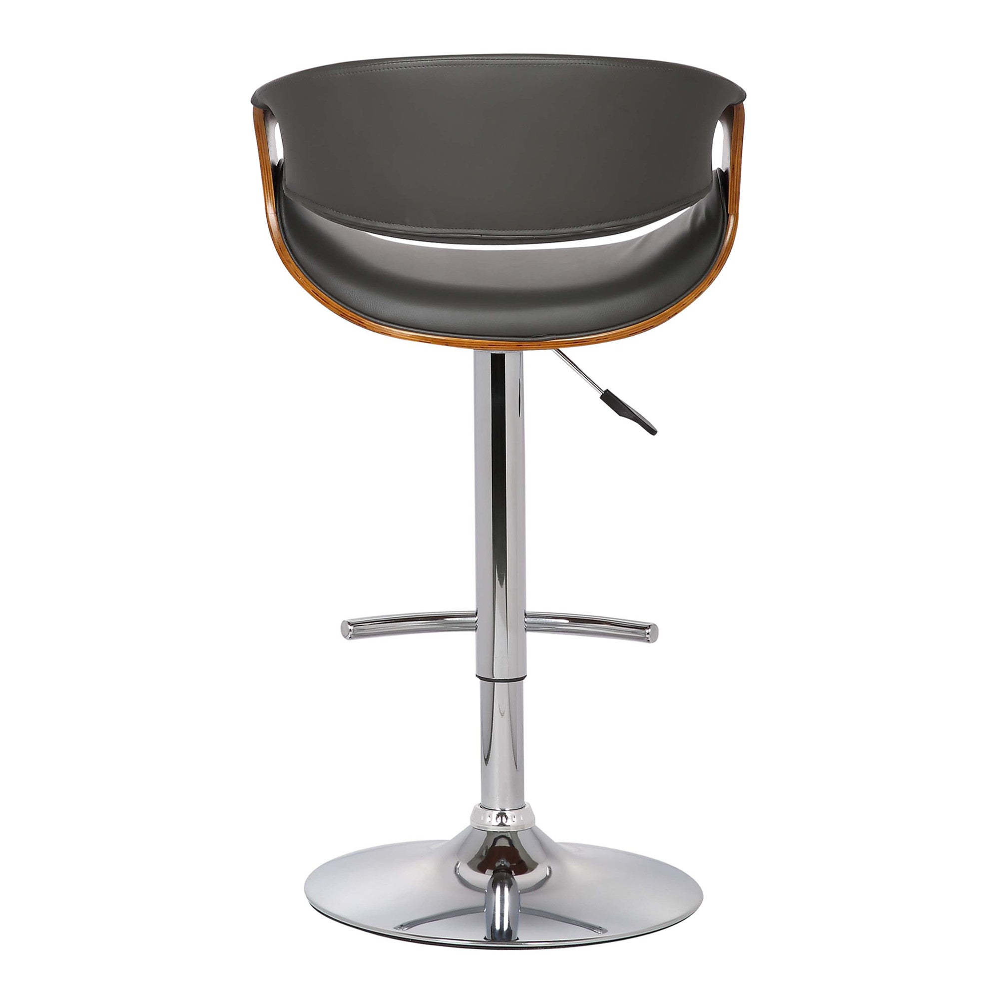 24" Gray And Silver Solid Wood Swivel Low Back Adjustable Height Bar Chair - Homeroots - Flyclothing LLC