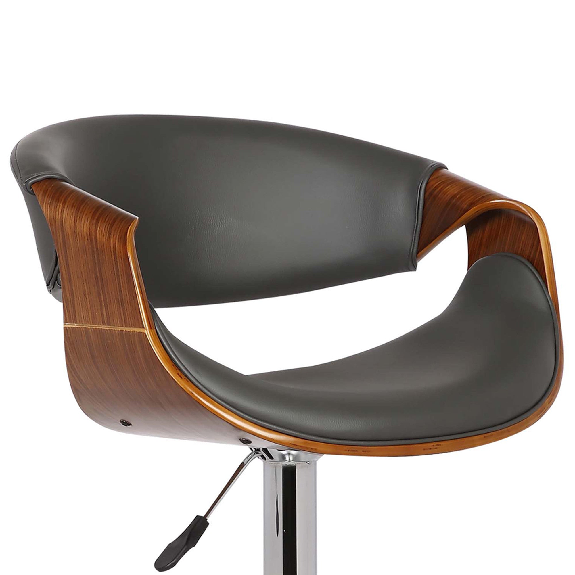 24" Gray And Silver Solid Wood Swivel Low Back Adjustable Height Bar Chair - Homeroots - Flyclothing LLC