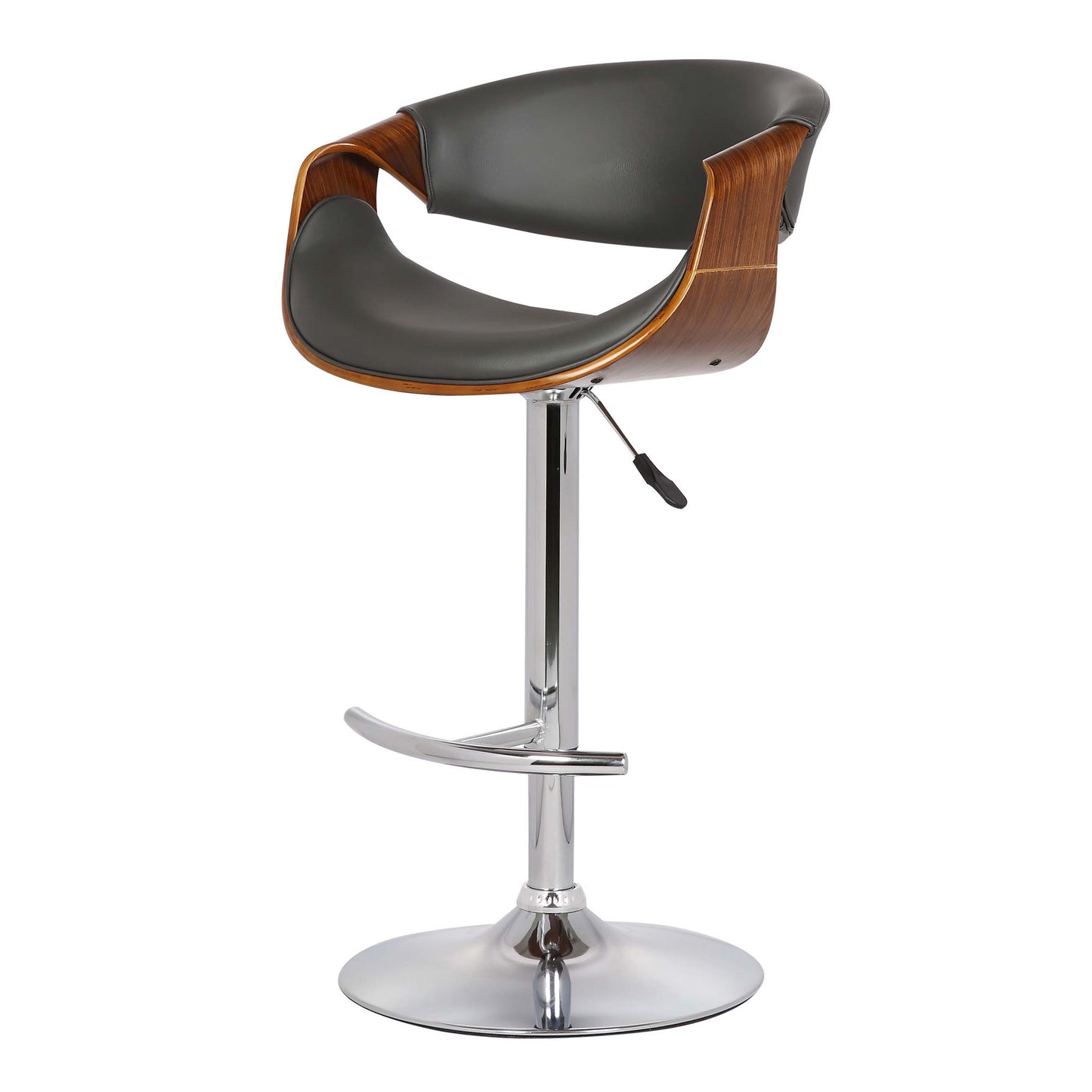 24" Gray And Silver Solid Wood Swivel Low Back Adjustable Height Bar Chair - Homeroots - Flyclothing LLC