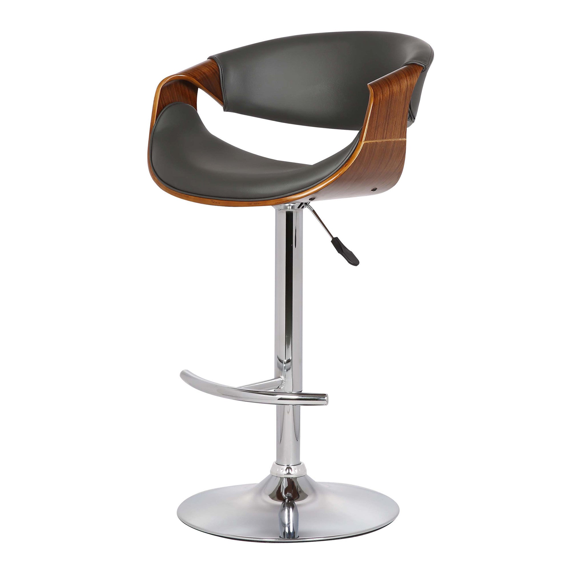 24" Gray And Silver Solid Wood Swivel Low Back Adjustable Height Bar Chair - Homeroots - Flyclothing LLC