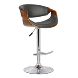 24" Gray And Silver Solid Wood Swivel Low Back Adjustable Height Bar Chair - Homeroots - Flyclothing LLC